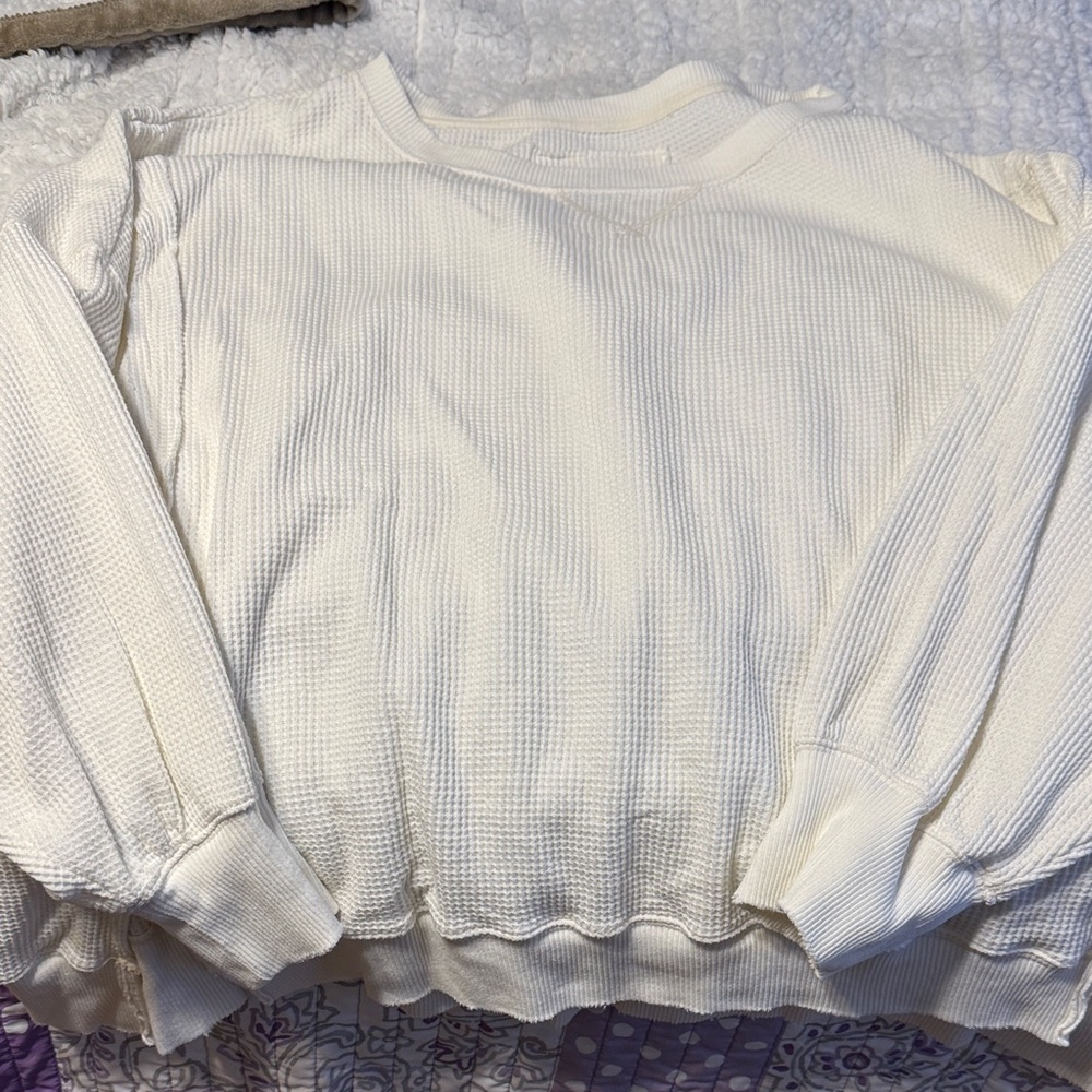 American Eagle Outfitters Cream Crew Neck Sweater